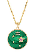 Large Malachite Zodiac Necklace - Cancer on 18” Chain (Other Signs By Special Order)